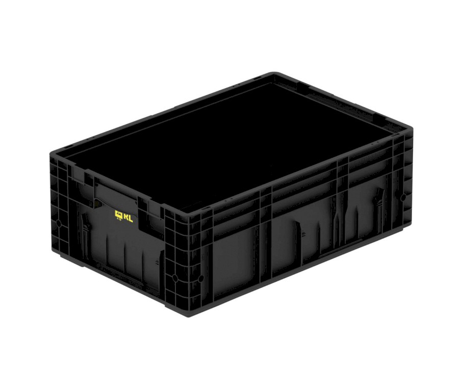 Přepravka RL-KLT ESD 6013 černá, vodivá, UÚ, uzavřená